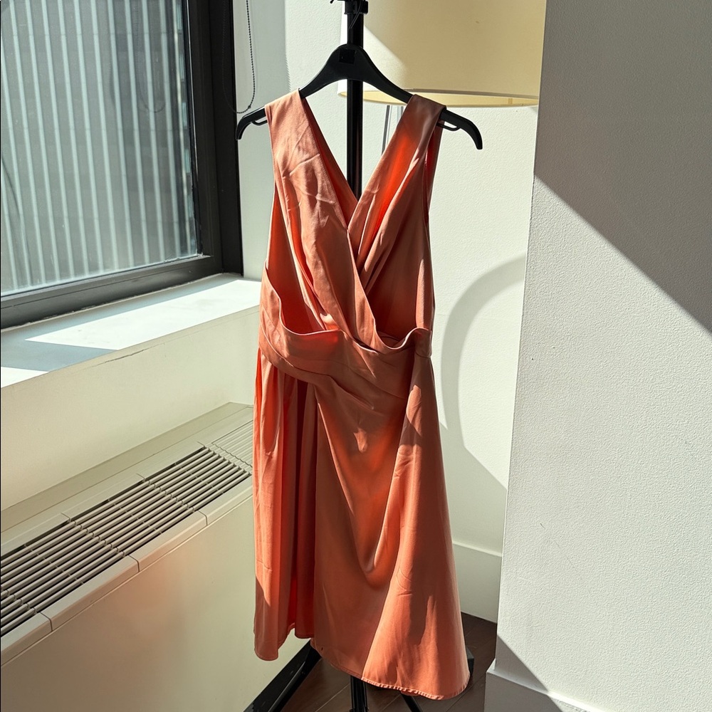 Elegant Coral Sleeveless Bridesmaids Dress